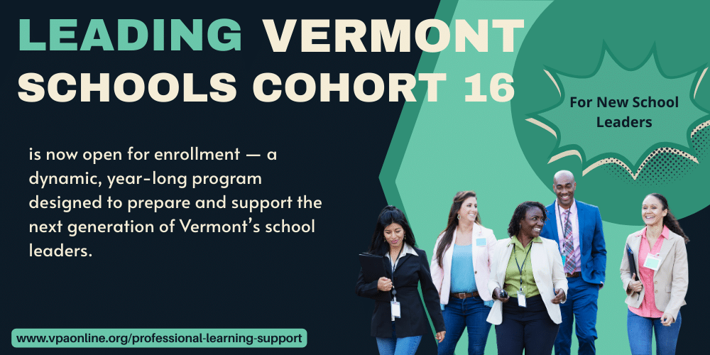 leading vermont schools image with title and adults standing